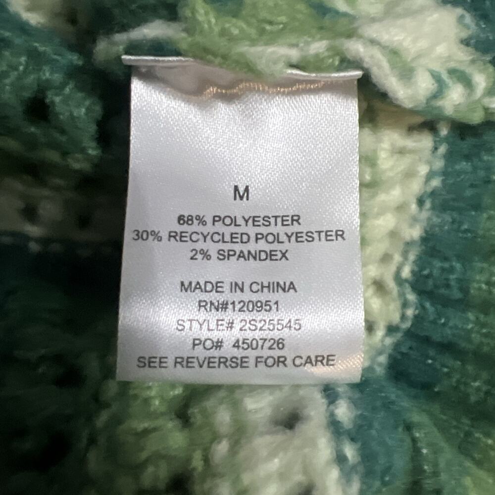 Hippie Rose Crochet Chunky Knit Striped Sweater Size M Green Festival Boho Indie - Picture 8 of 9